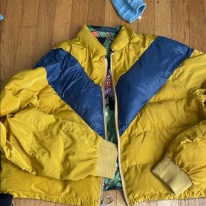 Yellow and Blue Puffer Jacket